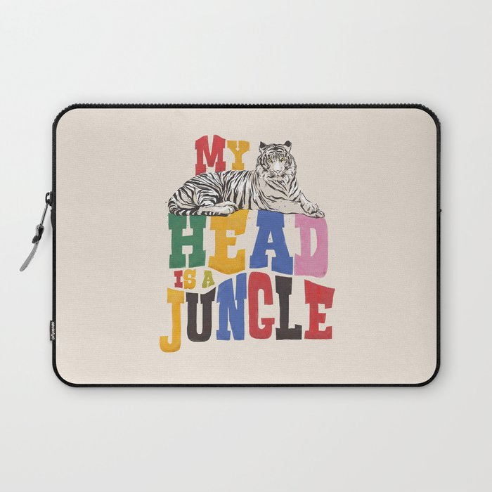My Head Is A Jungle - Tiger Colorful Type Laptop Sleeve