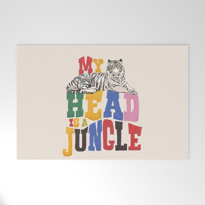 My Head Is A Jungle - Tiger Colorful Type Welcome Mat