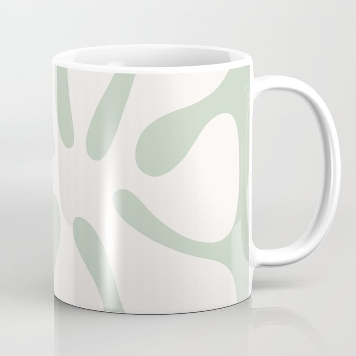 Minimal Abstract Matisse Monstera Pastel Sage Green 2/2 Coffee Mug