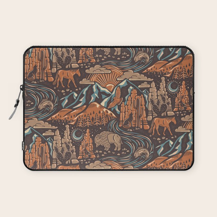 Wild West - Brown, Orange, And Blue  Laptop Sleeve
