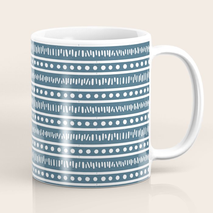 Modern Boho Mudcloth . Ocean Blue Coffee Mug