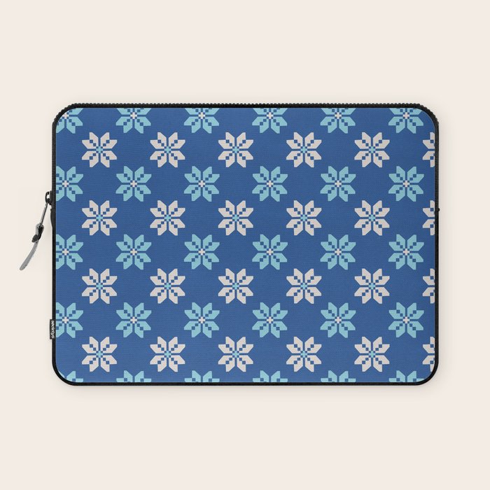 Contrasting Blues: Bethlehem Star Mosaic Laptop Sleeve