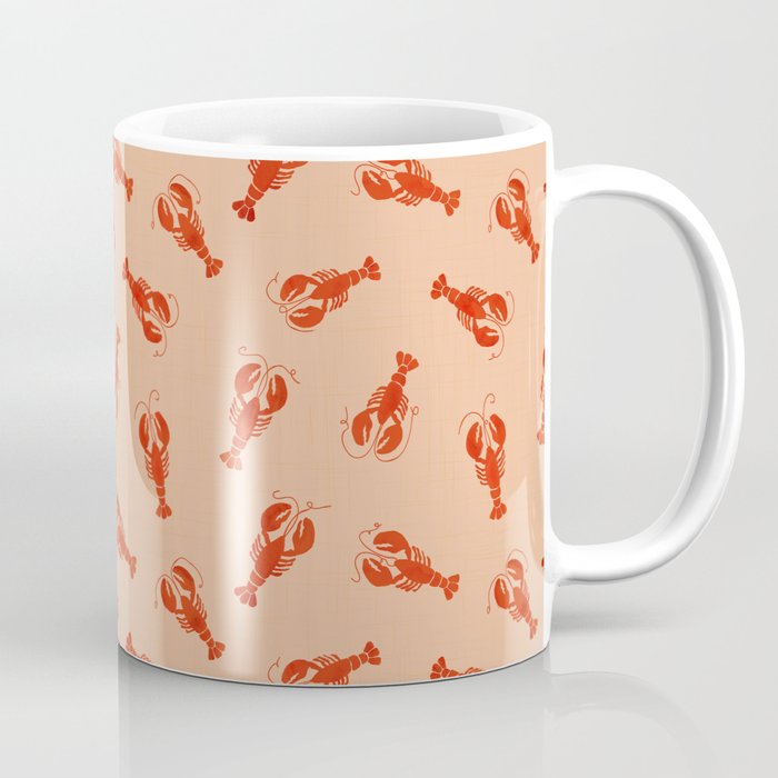 Classic Red Lobsters Pattern On Peach Coffee Mug