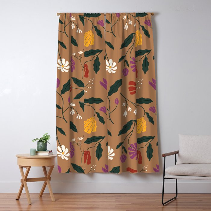 Pressed Flower Illustration Pattern  Window Curtain