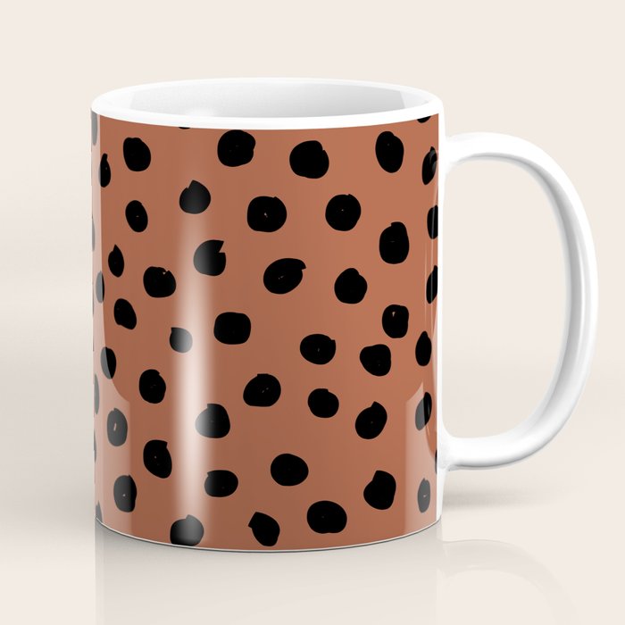 Leopard Print Rust Animal Print Brushstroke Polka Dots Dalmatian Cheetah Spots Boho Decor Minimal Coffee Mug