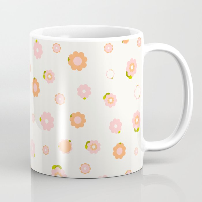 Peach Pink And Orange Flowers Pattern Coffee Mug