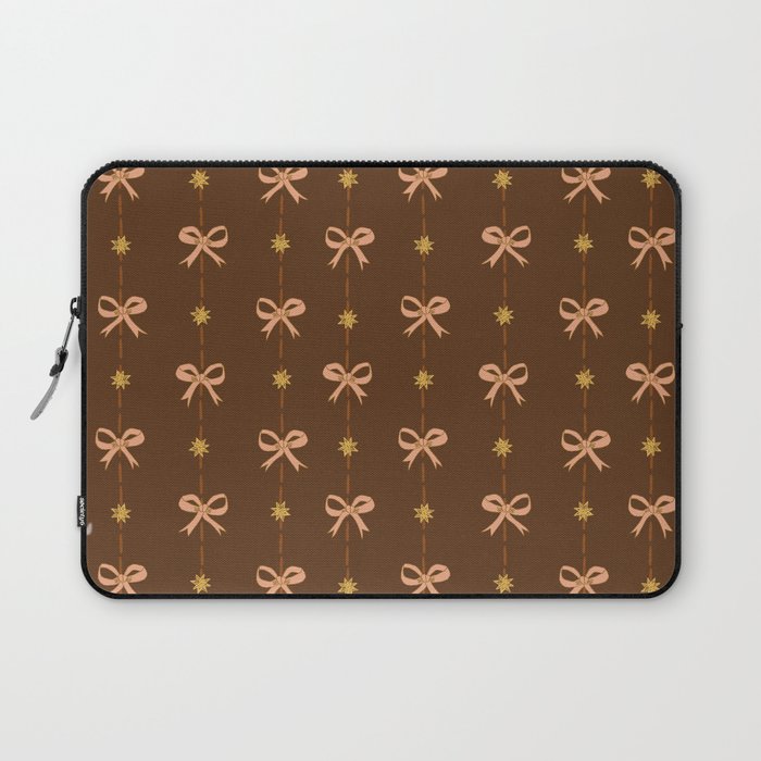 Cute Hair Bows And Stars In Brown And Peach Laptop Sleeve