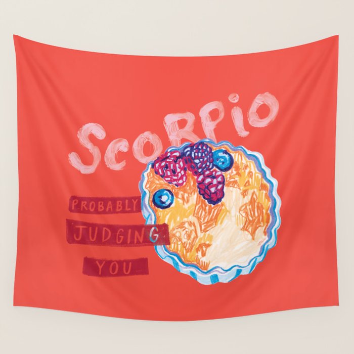 Scorpio Mood In Tomato Red | Zodiac Series Wall Tapestry