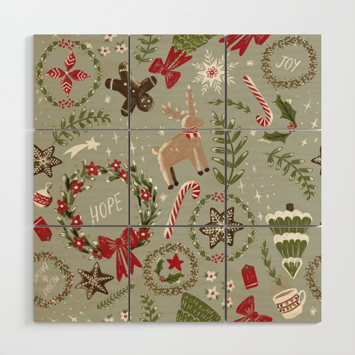 Magical Christmas - Sage Green Wood Wall Art