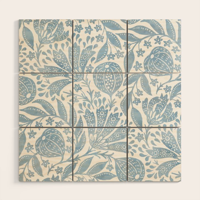 French Country Fig Garden In Blue Wood Wall Art