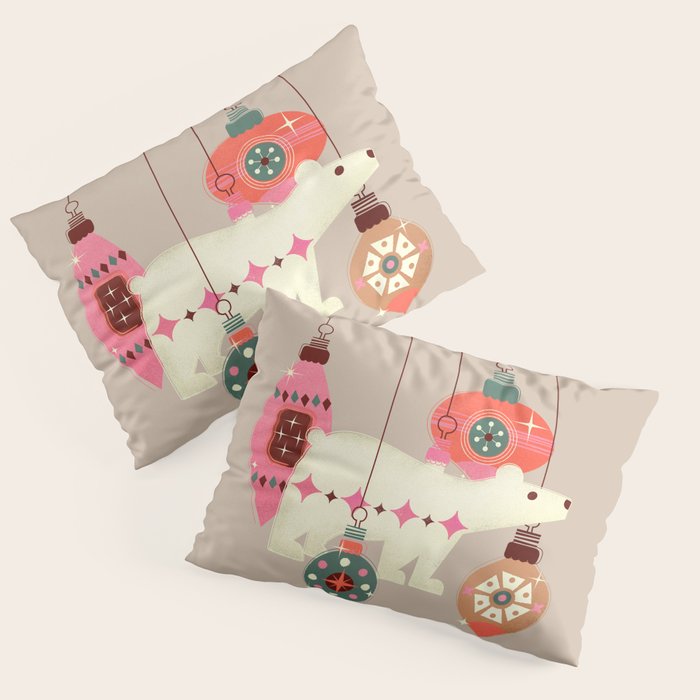 Festive Baubles With A Polar Bear Pillow Sham