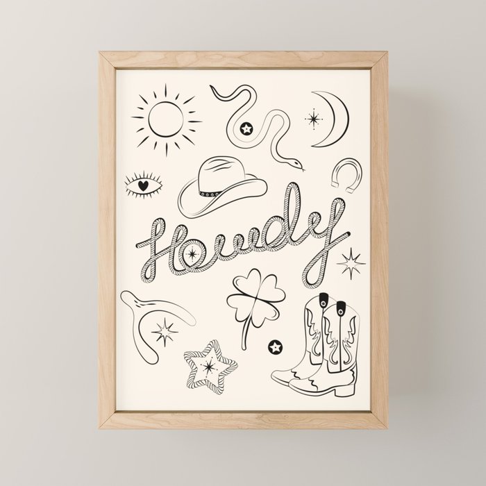Howdy. Black And White Good Luck Charms Mini Art Print