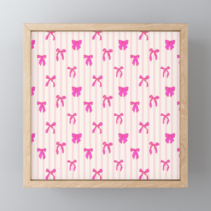 Classic Hot Pink Bows And Stripes Mini Art Print