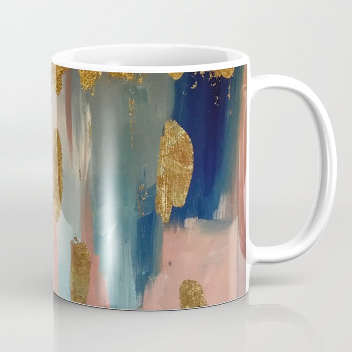 Gold Leaf & Indigo Blue Abstract Coffee Mug