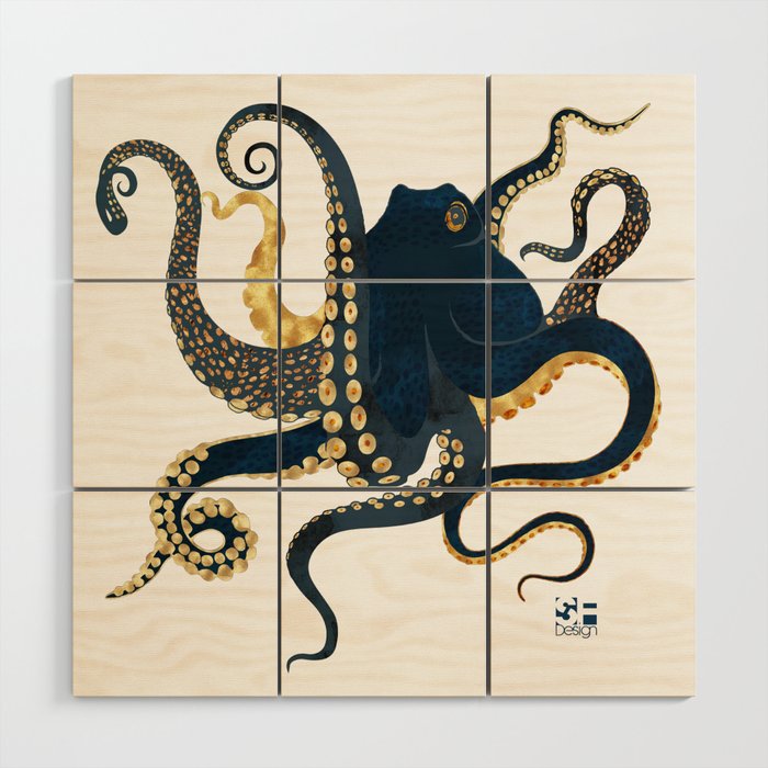 Metallic Octopus Iv-Custom Wood Wall Art