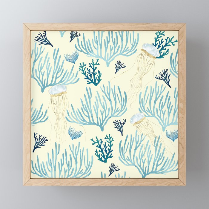 Jellyfish And Coral-Yellow Mini Art Print