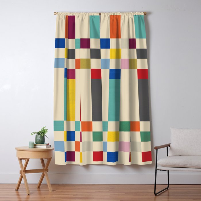 Modern Playful Checkered Abstract Window Curtain