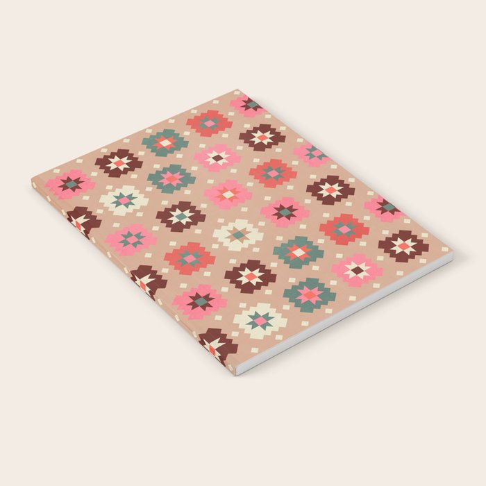 Festive Winter Quilt Tiles With Stars Notebook
