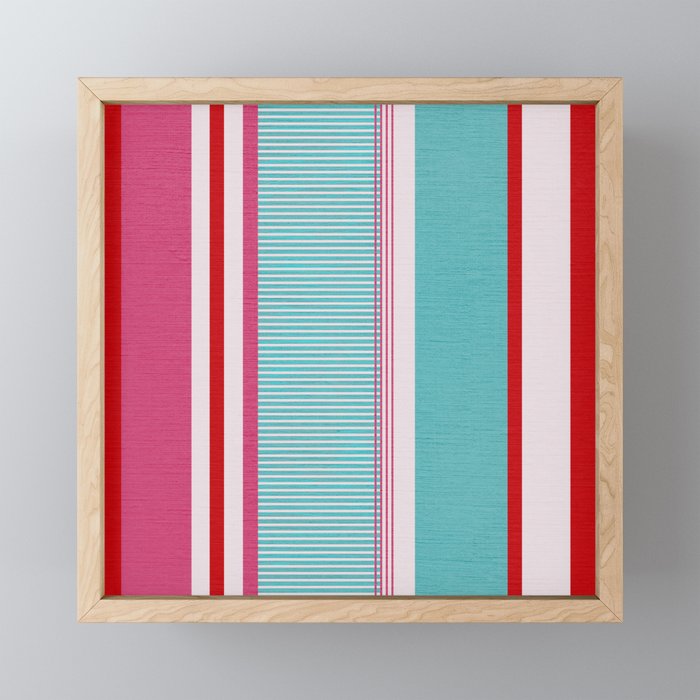 Bold Color Play Pink And Turquoise Stripes Mini Art Print
