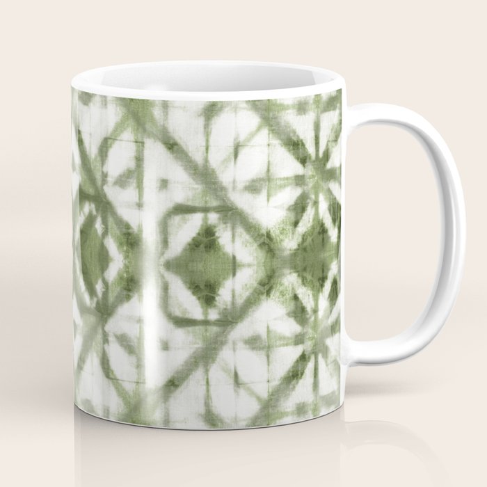 Shibori Olive Diamond Tie Dye Patetrn Coffee Mug