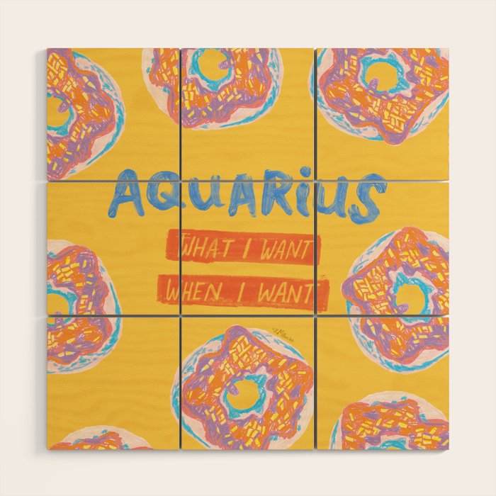 Aquarius Confidence In Buttercup Yellow | Zodiac Series Wood Wall Art