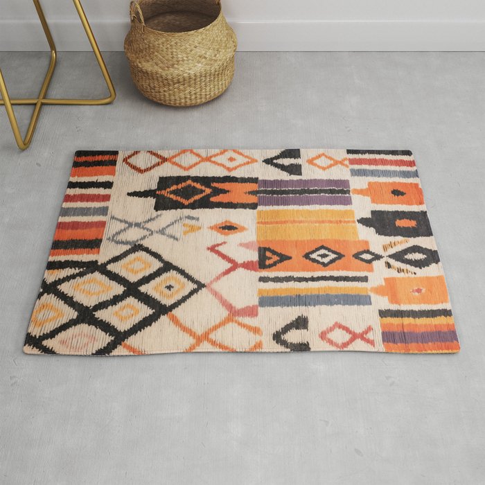Moroccan Berber Rug Design No.54 - Multicolor, Ivory White Rug