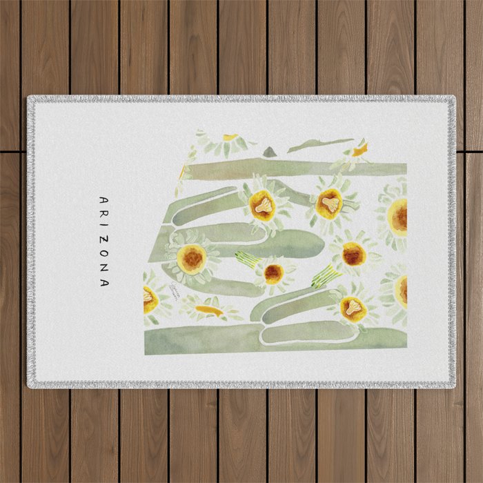 Arizona State Saguaro Cactus Blossoms Outdoor Rug