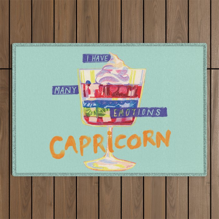 Capricorn Feelings In Pastel Green | Zodiac Series Outdoor Rug