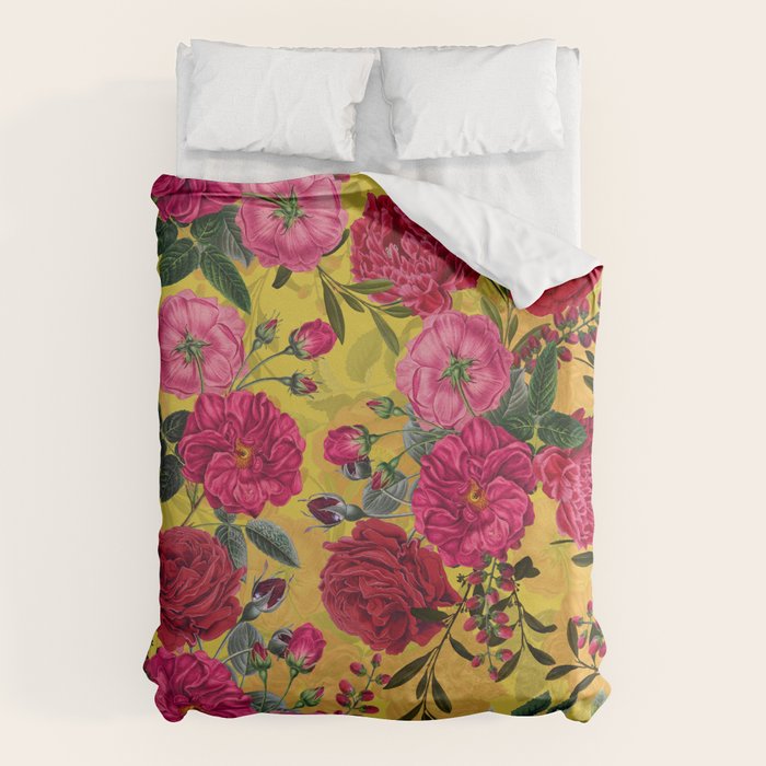 Vintage & Shabby Chic - Summer Tropical Roses Flower Garden Duvet Cover
