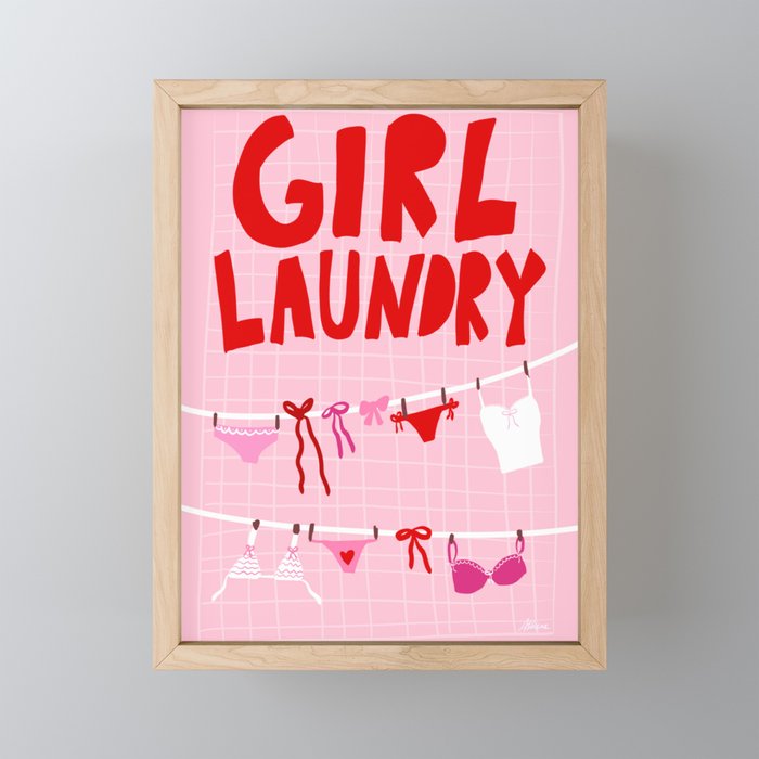 Girl Laundry - Pink And Red Mini Art Print