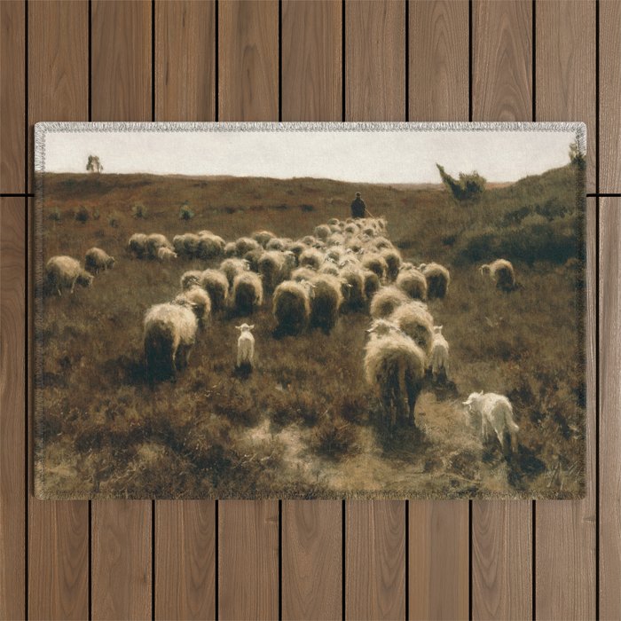 The Return Of The Flock, Laren By Anton Mauve Outdoor Rug