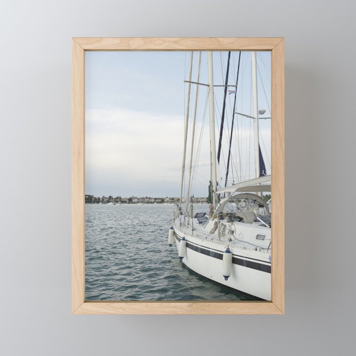 Sailboat In Croatian Harbor - Nautical Travel Photography Mini Art Print