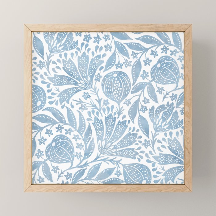 French Country Fig Garden In Blue Mini Art Print
