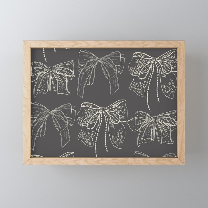 Romantic Bows Gray Pattern Mini Art Print