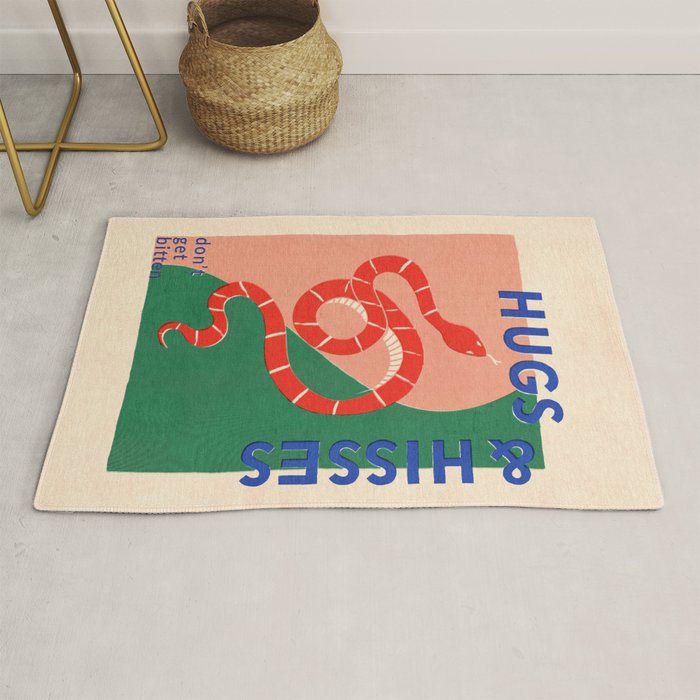 Vintage Snake, Retro Illustration And Typography  Rug