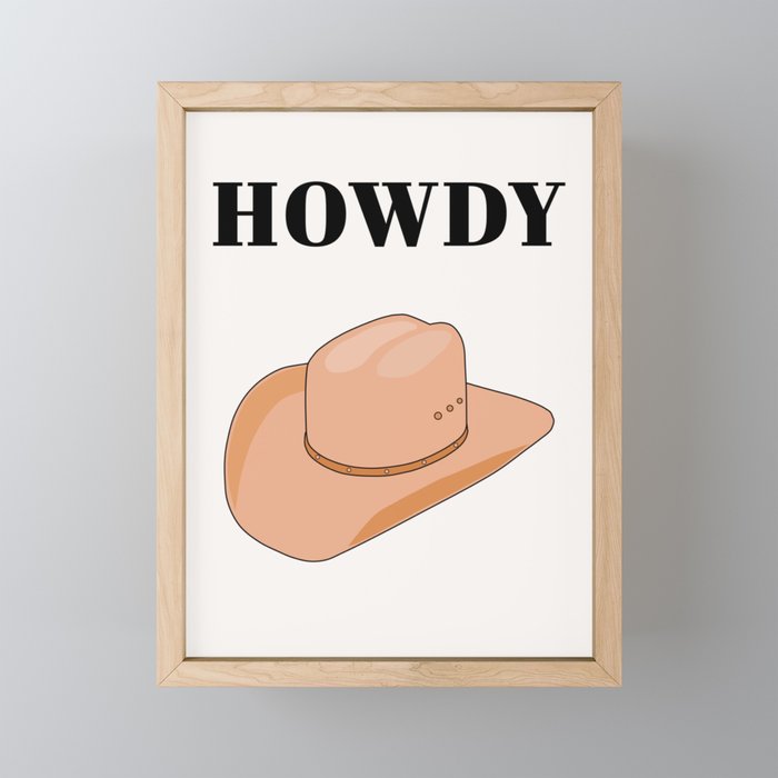 Howdy - Cowboy Hat Neutral Beige Mini Art Print