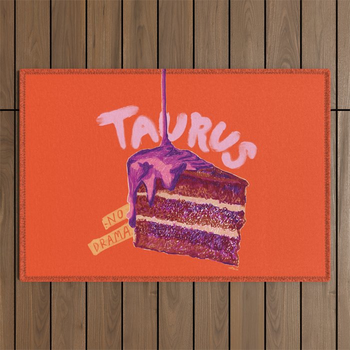 Taurus Birthday Cake In Burnt Orange Outdoor Rug