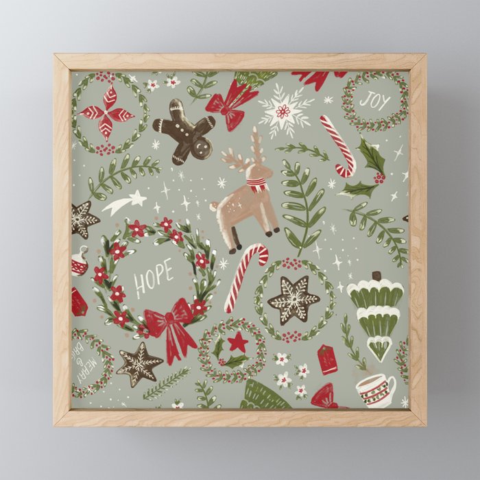 Magical Christmas - Sage Green Mini Art Print