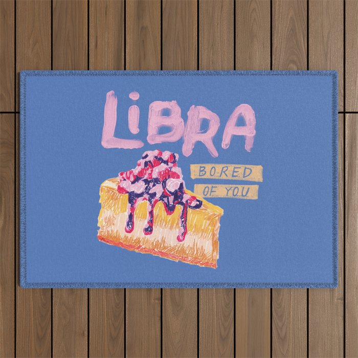 Libra Sign In Warm Blue | Zodiac Series Outdoor Rug