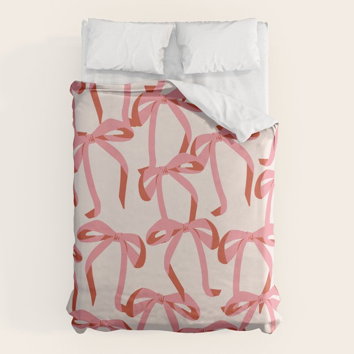 Pink Champagne Coquette Bows Duvet Cover