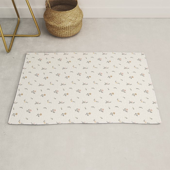 Sweet Pea Ditsy Floral - Pink, Charcoal, Mustard, Sage Rug