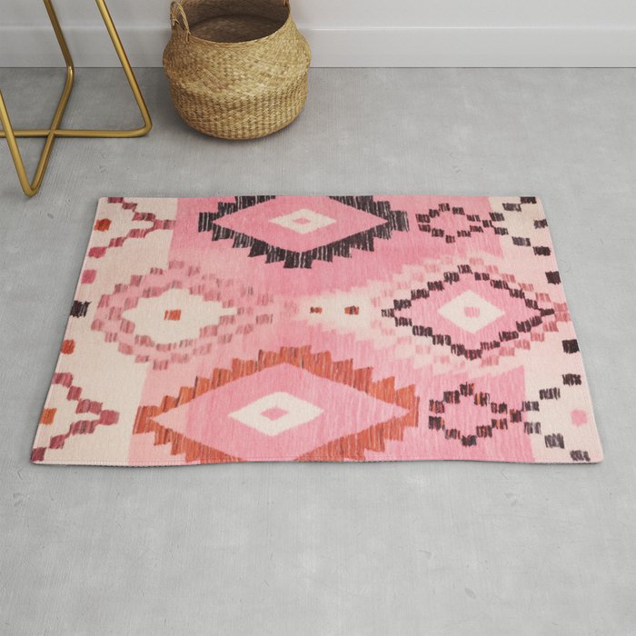 Moroccan Berber Rug Design No.60 - Multicolor, Pink Rug