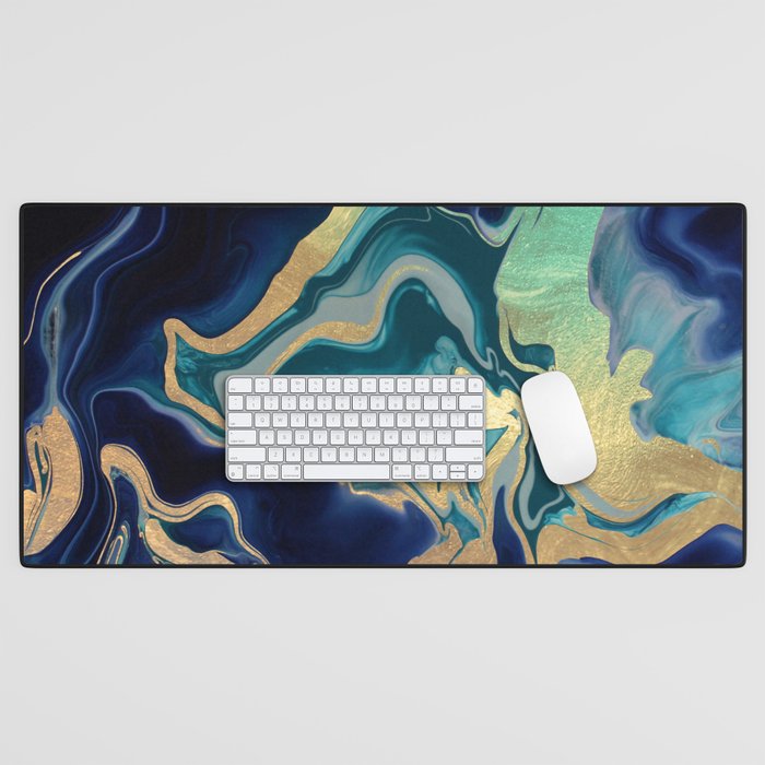 Dramaqueen - Gold Indigo Marble Desk Mat
