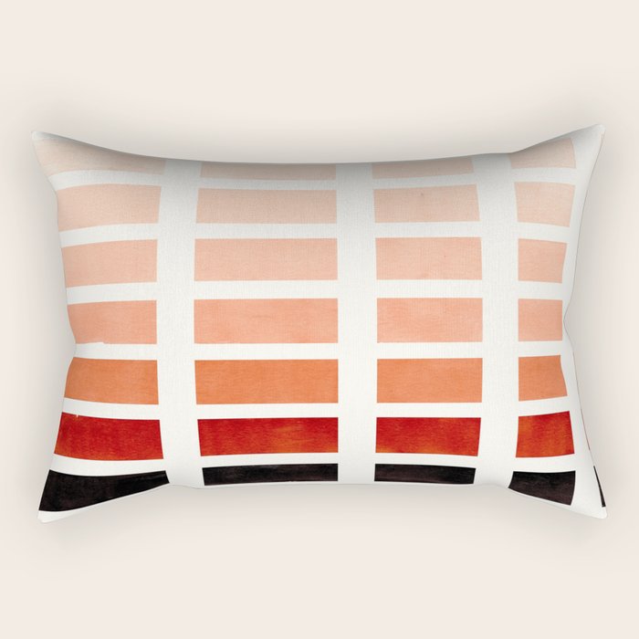 Burnt Sienna Watercolor Gouache Painting Geometric Square Staggered Pattern Rectangular Pillow