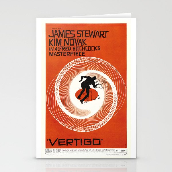 Alfred Hitchcock Vintage Movie Poster, Vertigo Stationery Card