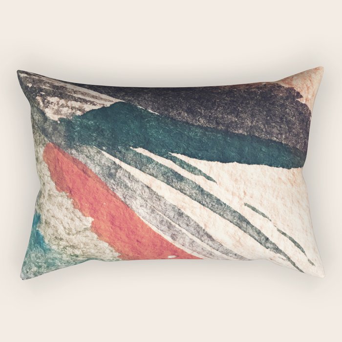 Thunder&Lightning {3}: Minimal Watercolor Abstract In Pinks, Blues, And Greens Rectangular Pillow