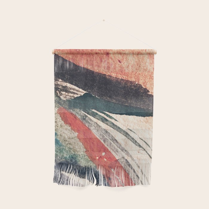 Thunder&Lightning {3}: Minimal Watercolor Abstract In Pinks, Blues, And Greens Wall Hanging