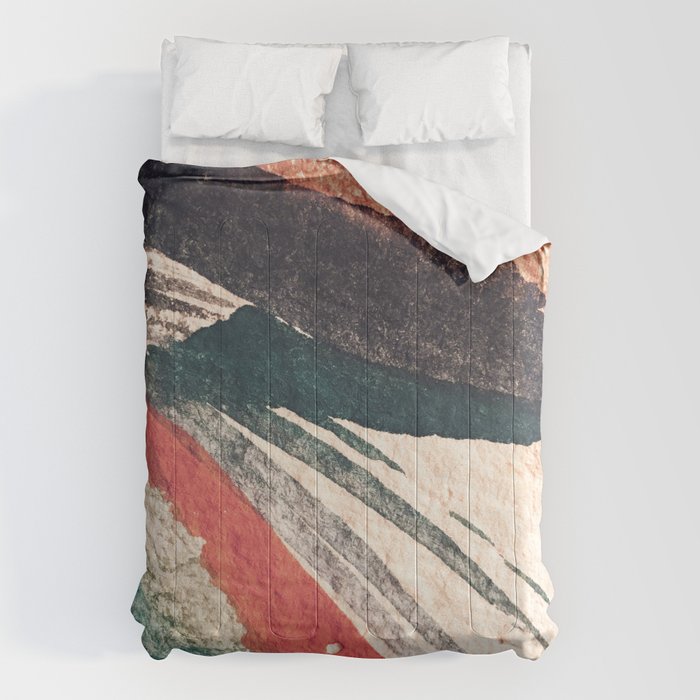 Thunder&Lightning {3}: Minimal Watercolor Abstract In Pinks, Blues, And Greens Comforter