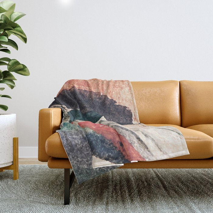 Thunder&Lightning {3}: Minimal Watercolor Abstract In Pinks, Blues, And Greens Throw Blanket