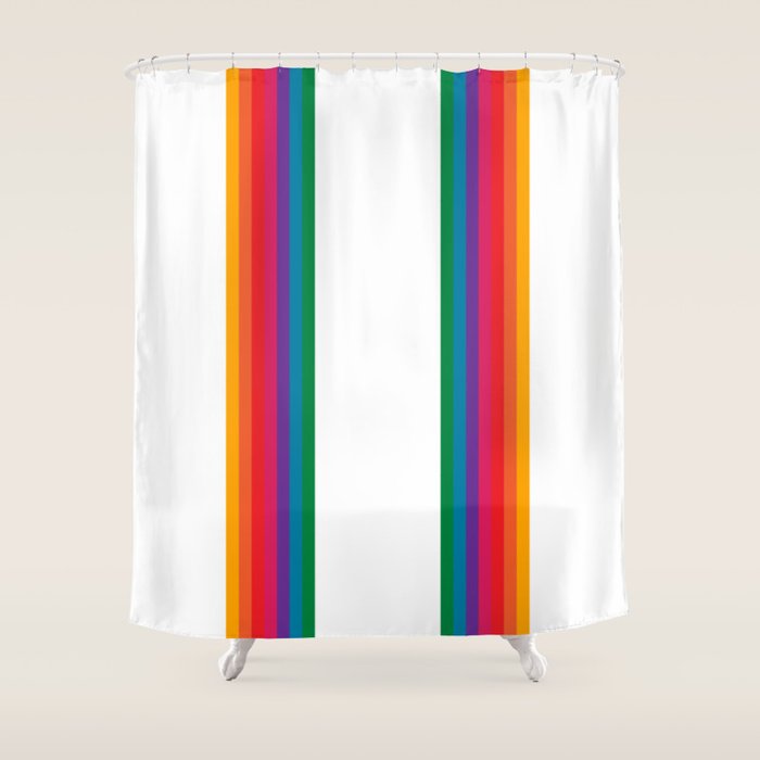 Retro Bright Rainbow - Straight Shower Curtain